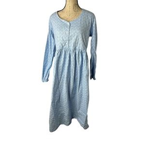 Adonna Sleepwear Womens Blue Floral Long Nightgown Size Medium‎